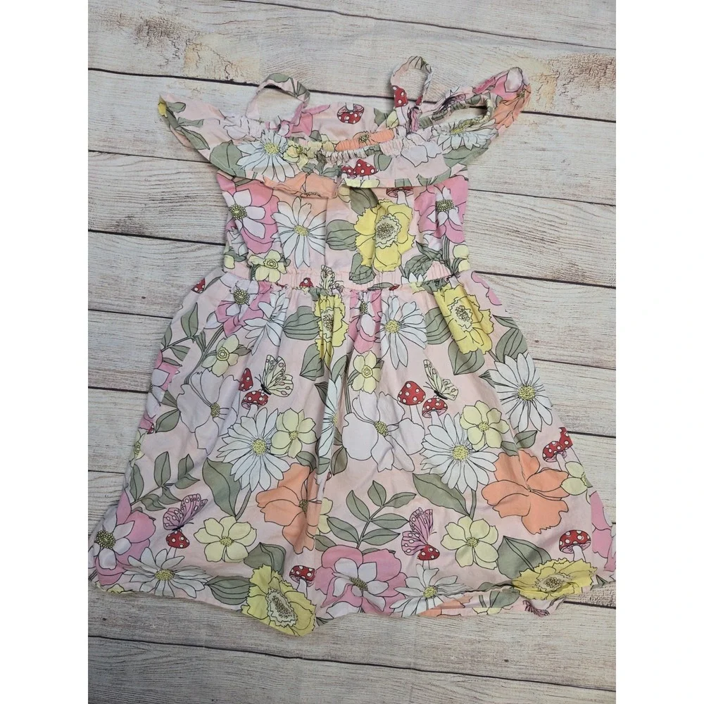 GYMBOREE Girl's Floral Print Dress Butterflies Mushrooms Daisy Size 7 Flutter